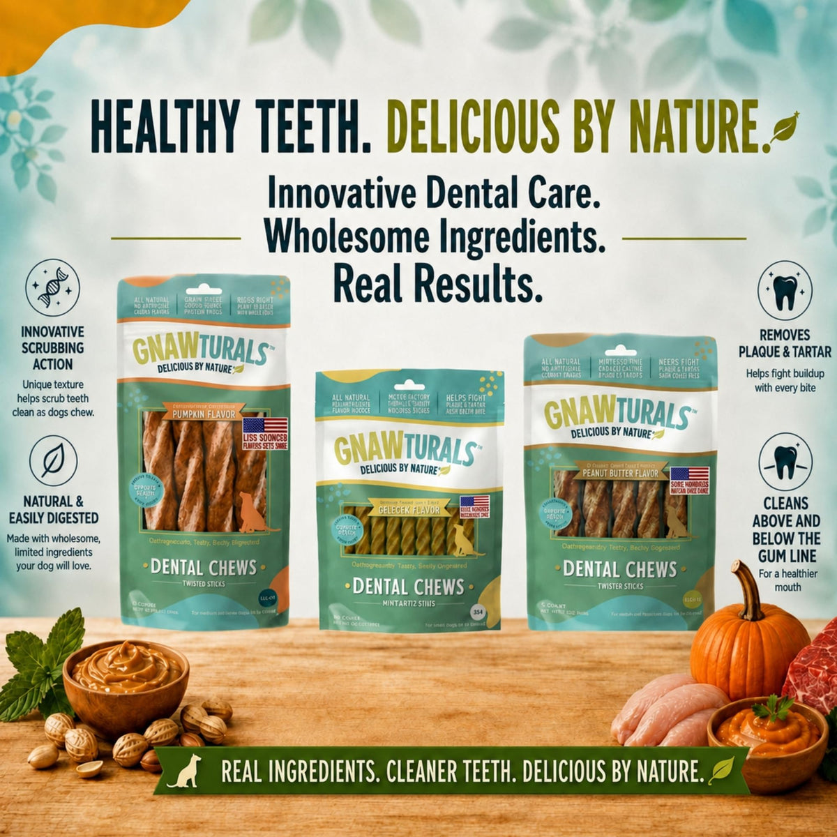 Twisted Sticks Dental Chews for Dogs (5 Sticks, Pumpkin) N48855