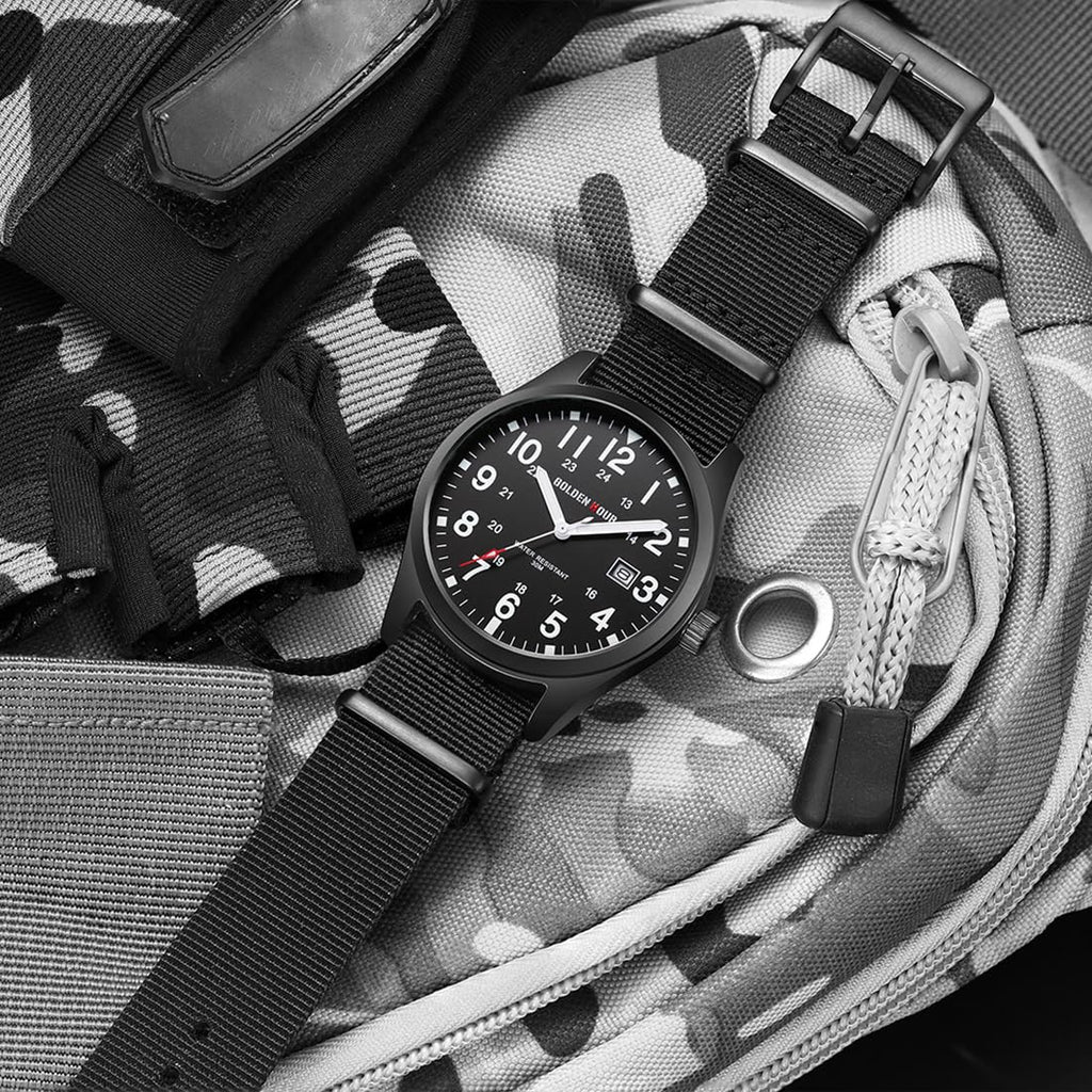 Nylon Slip-Thru Strap Watch with Military Time Easy Read Dial Glowing Hands C739936