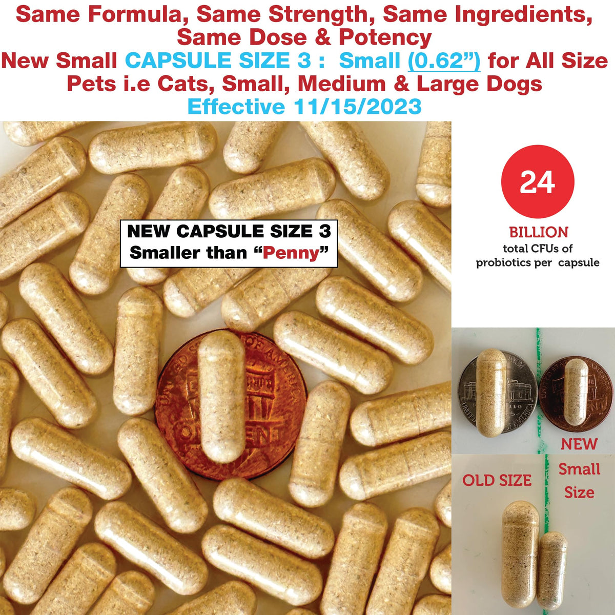 Kidney Probiotic Supplement for Dogs Cats 24 Billion CFU 120 Caps E83849