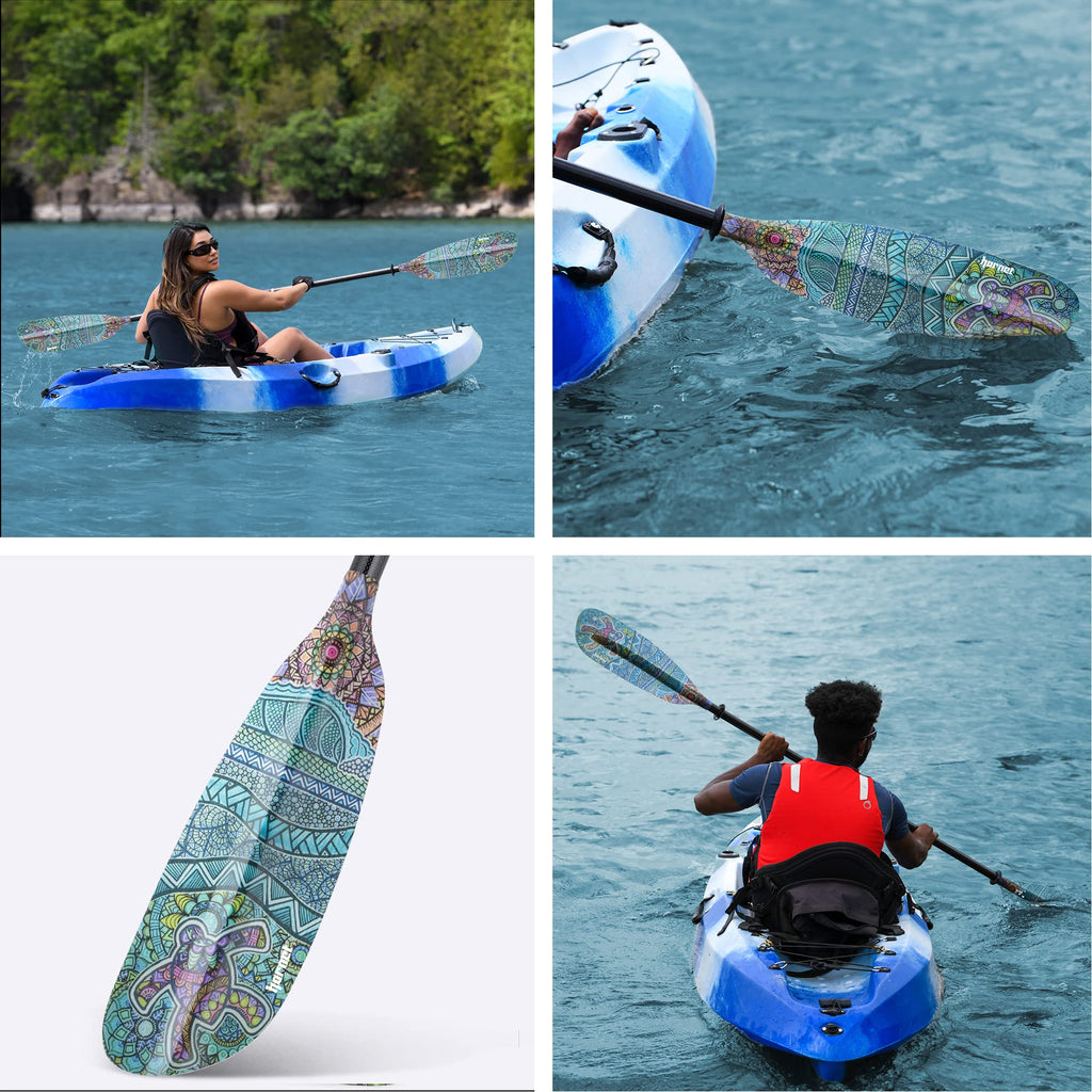 Fiberglass Kayak Paddle 90.5 inches Adjustable Carbon Fiber Shaft I751416
