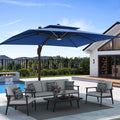 9' X 12' Patio Cantilever Umbrella with Base and LED Lights Y8274