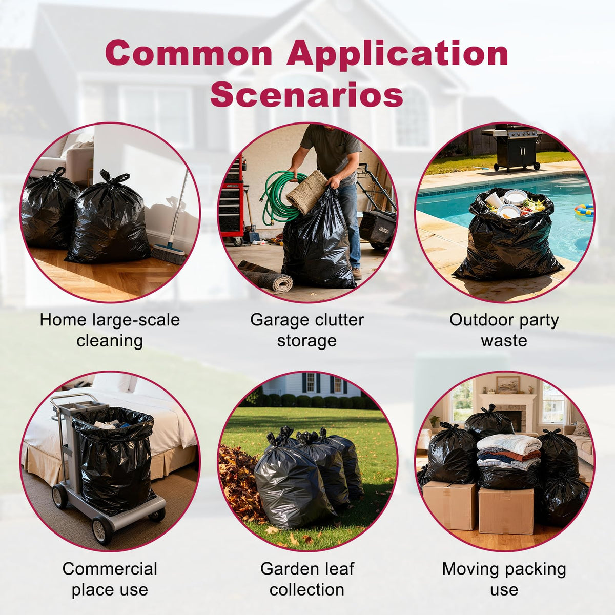 40-45 Gallon Heavy Duty Trash Bags, Pack of 100 I443346