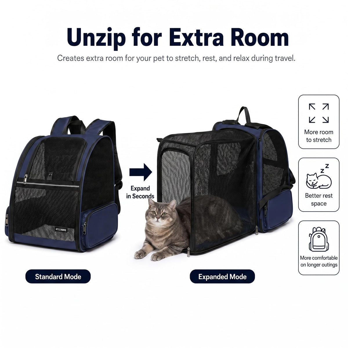 Blue Expandable Cat Carrier Backpack R495