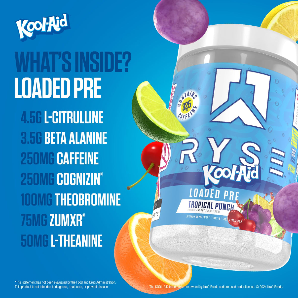 Pre Workout Powder Tropical Punch 300mg Caffeine 30 Servings S36029