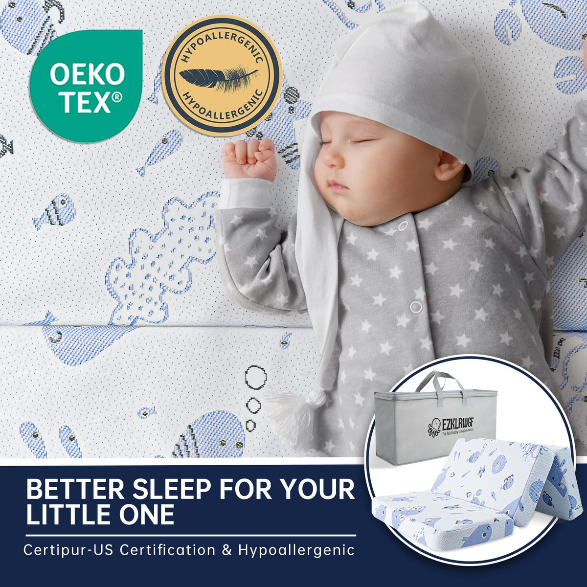 Dual-Sided Memory Foam Trifold Pack and Play Mattress Z49889