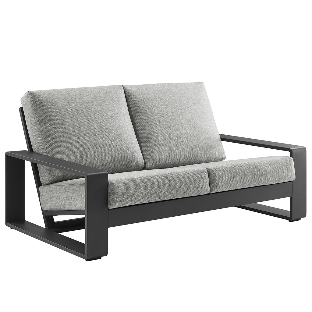 Light Gray Aluminum Outdoor Loveseat with Removable Cushions W17274
