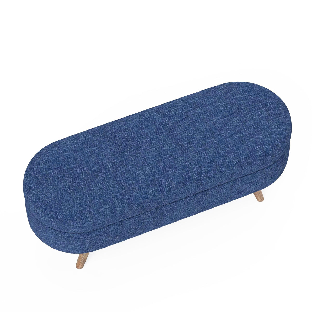 Oval Storage Bench with Rubber Wood Legs, Blue T120313