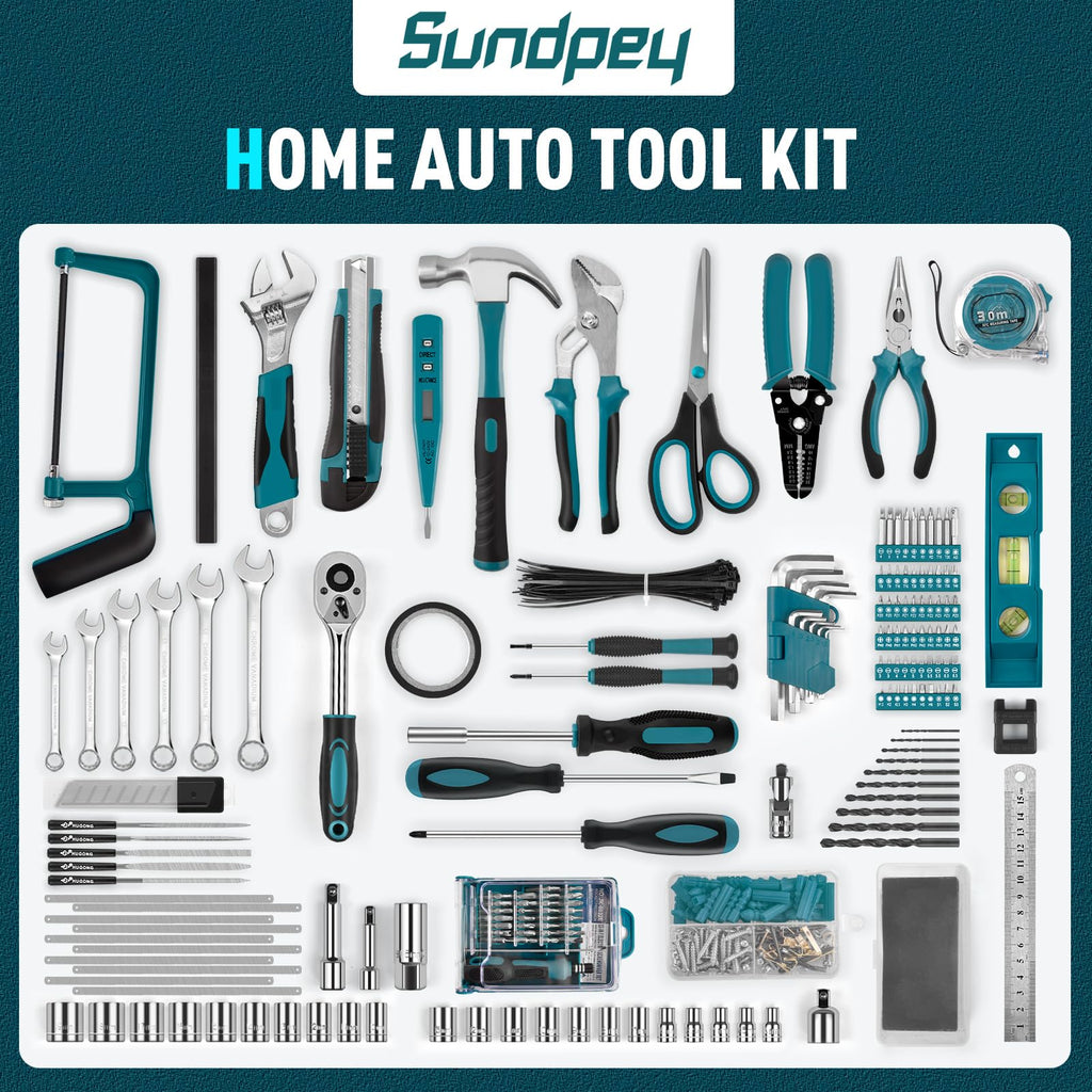 379 Pcs Portable Home and Auto Tool Kit with Drawer Blue C600