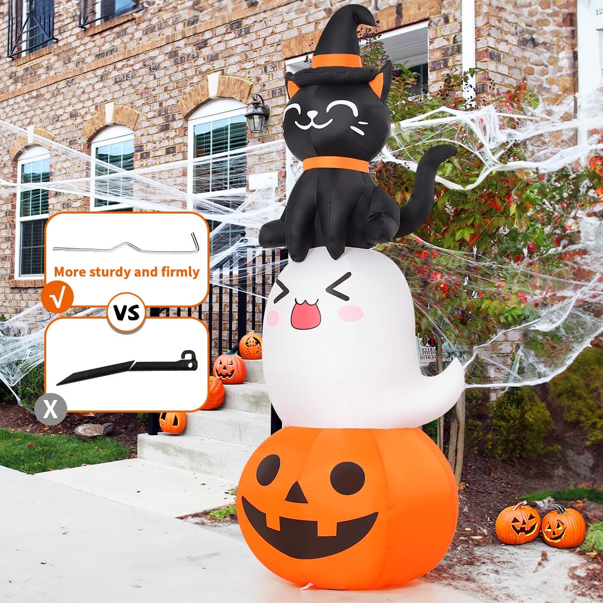 6 FT Halloween Inflatables Pumpkin Ghost Cat Outdoor Decorations T3053