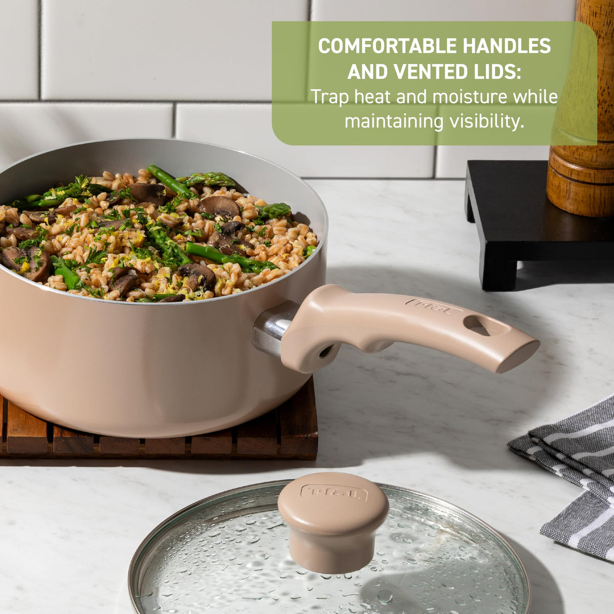 Ceramic Nonstick Pots and Pans Set, 12-Piece, Moon Grey K13537
