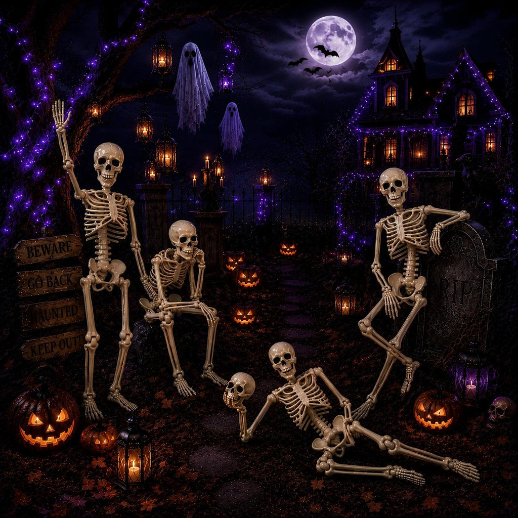 5.4 ft Posable Halloween Skeleton with Movable Joints F573374