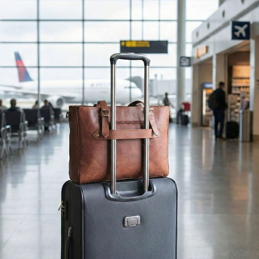 17-inch Large Brown Genuine Leather Laptop Bag L70298