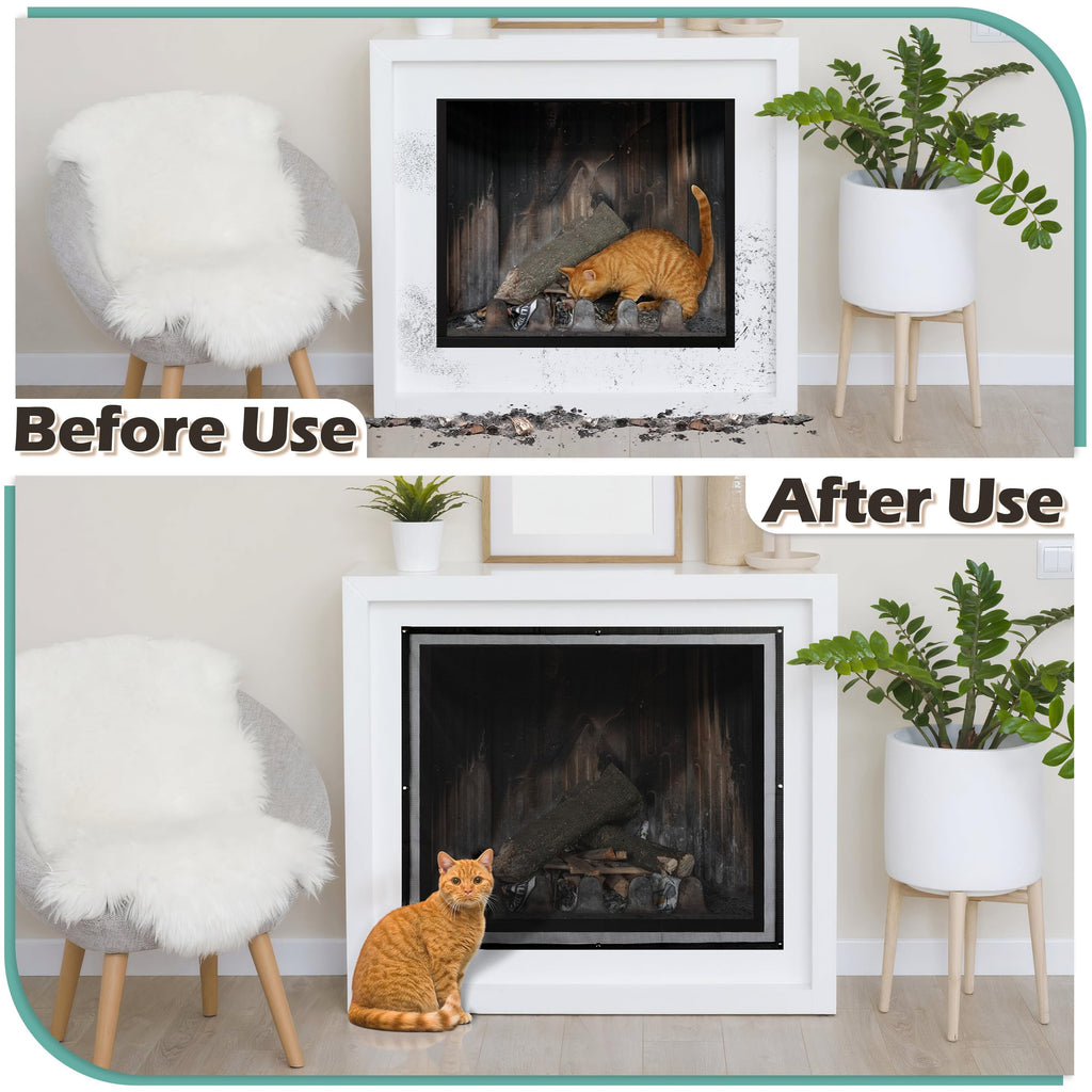 Black Magnetic Mesh Fireplace Cover O698