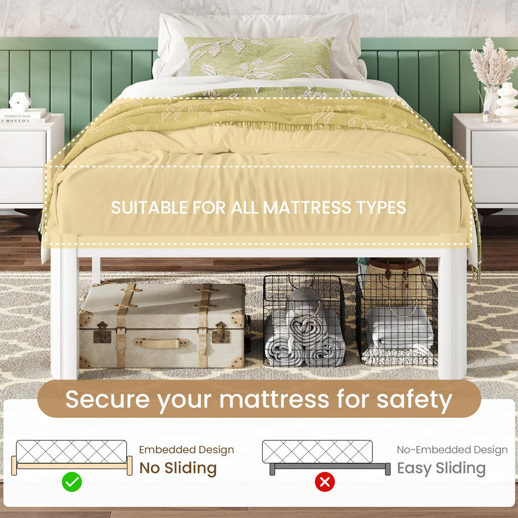 14" Twin Heavy Duty Metal Platform Bed Frame U6670