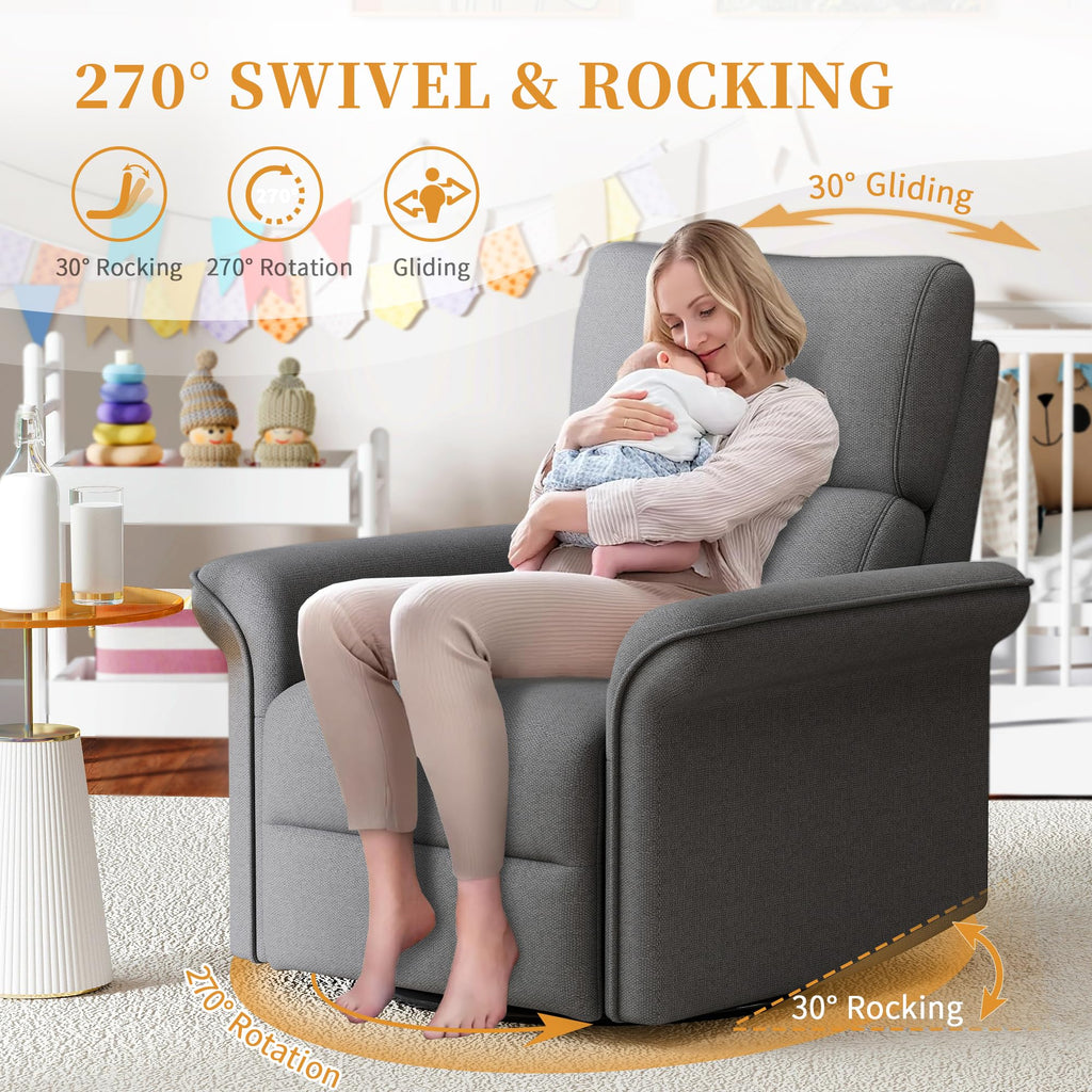 Power Swivel Rocker Recliner Chair Velvet E27005
