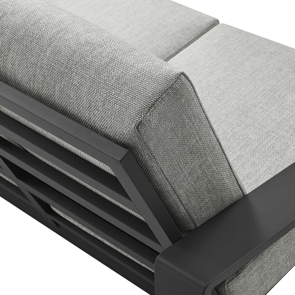 Light Gray Aluminum Outdoor Loveseat with Removable Cushions W17274