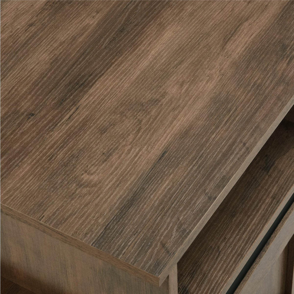 Natural Brown Wood TV Stand with Sliding Barn Door R9490