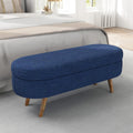 Oval Storage Bench with Rubber Wood Legs, Blue T120313