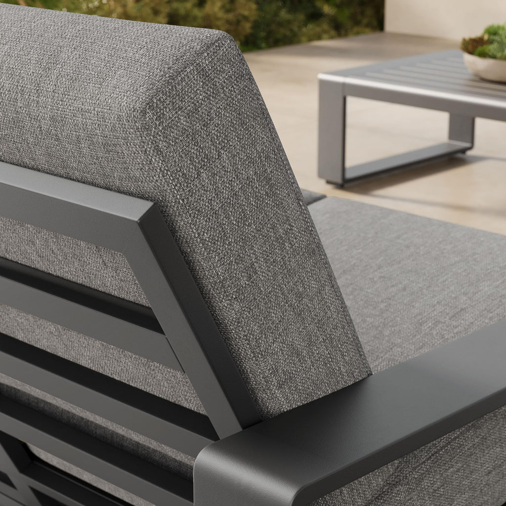 Light Gray Aluminum Outdoor Loveseat with Removable Cushions W17274