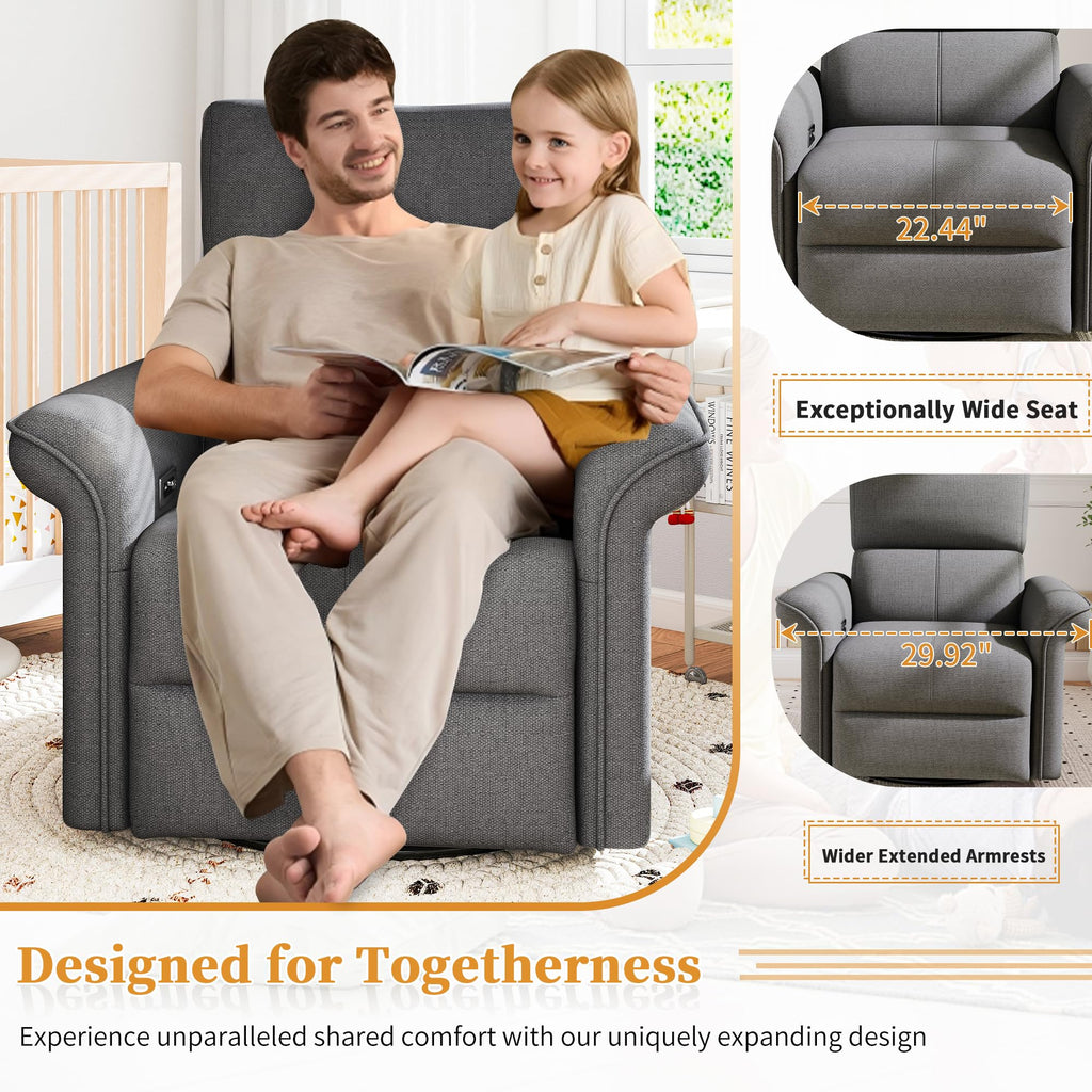 Power Swivel Rocker Recliner Chair Velvet E27005