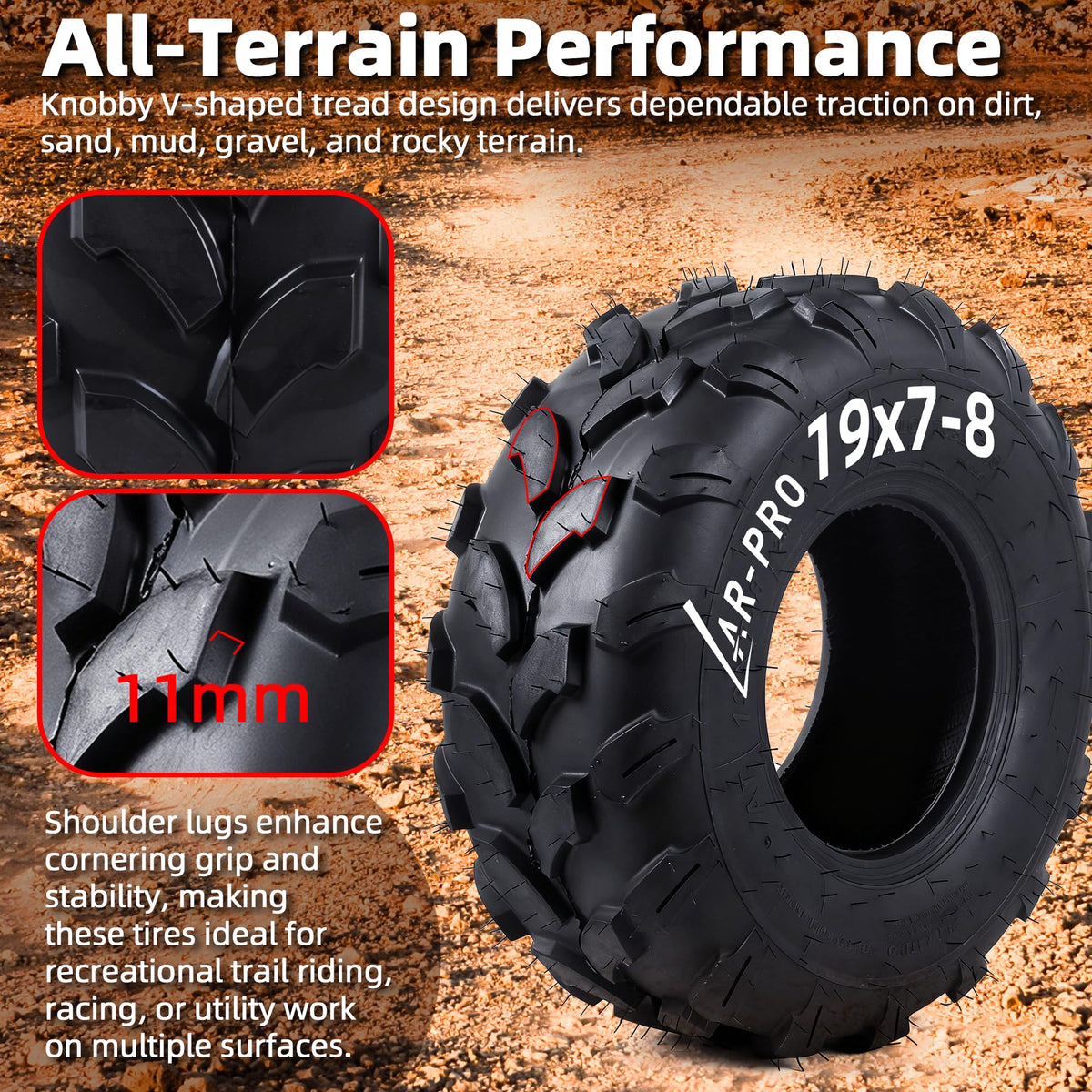 19x7-8 Tubeless All-Terrain ATV UTV Tires R545