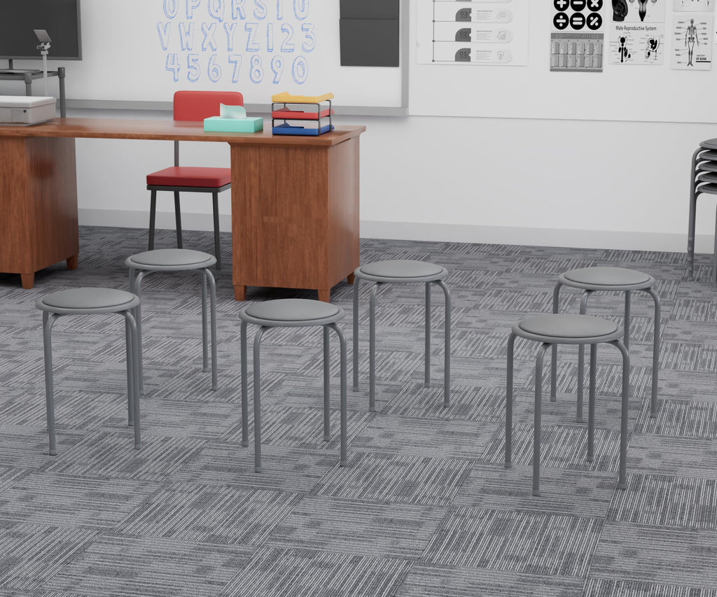 Grey 17 Inch Padded Steel Stacking Stools L87799