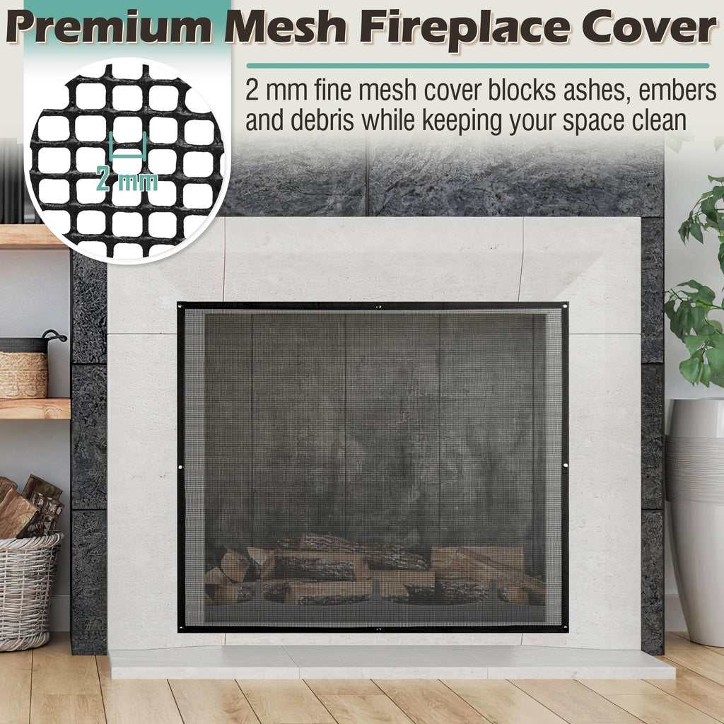 Black Magnetic Mesh Fireplace Cover O698