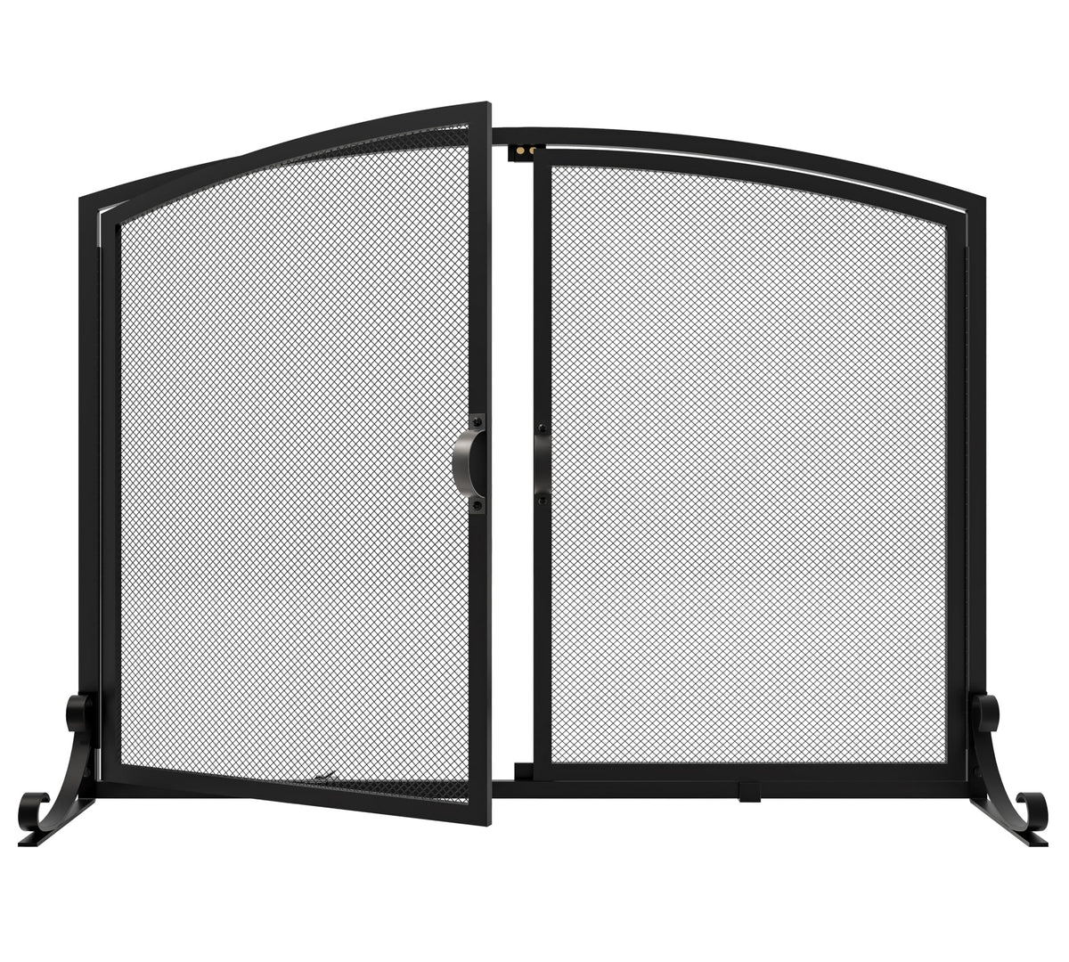 Arched Metal Fireplace Screen 2-Panel Spark Guard X5974