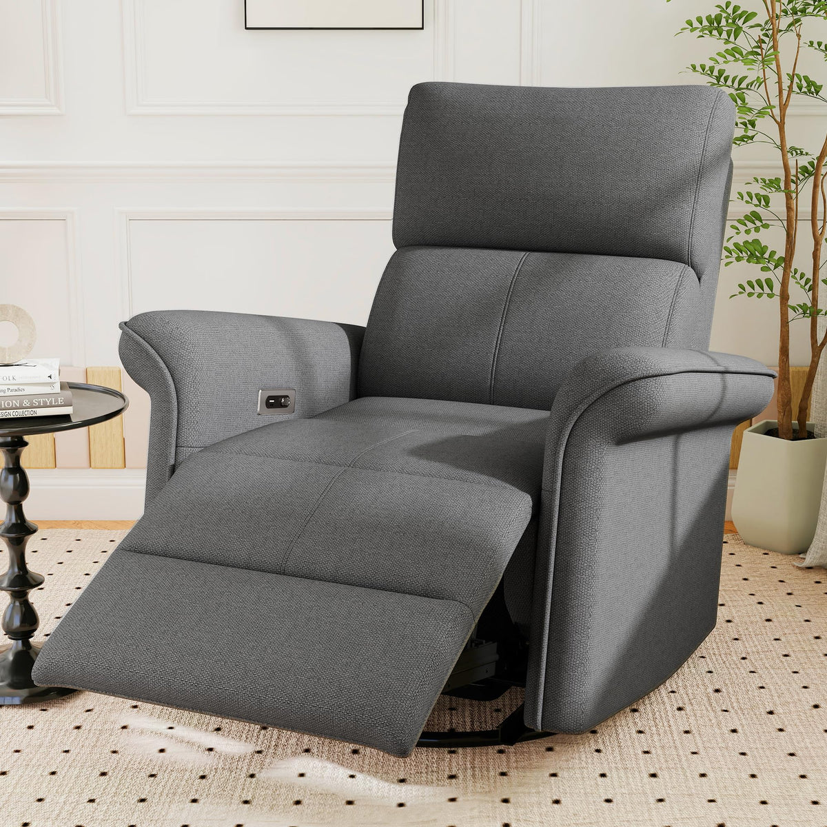 Power Swivel Rocker Recliner Chair Velvet E27005